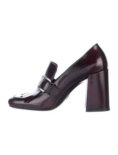Pre-owned Prada Leather Pumps In Burgundy
