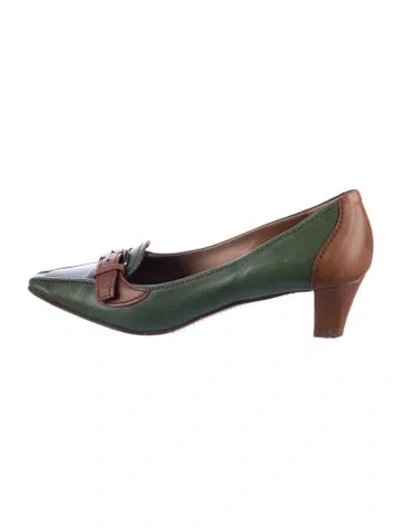 Pre-owned Prada Leather Pumps In Green