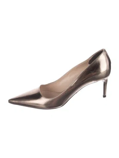 Pre-owned Prada Leather Pumps In Metallic/neutrals