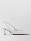 Prada Leather Pumps Pointed Toe Kitten Heel Slingback In White