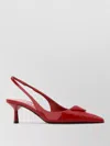 Prada Leather Pumps Pointed Toe Kitten Heel Slingback In Red