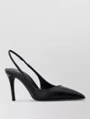Prada Leather Pumps Pointed Toe Stiletto Slingback In Black