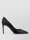 Prada Leather Pumps Pointed Toe Textured Finish In Black