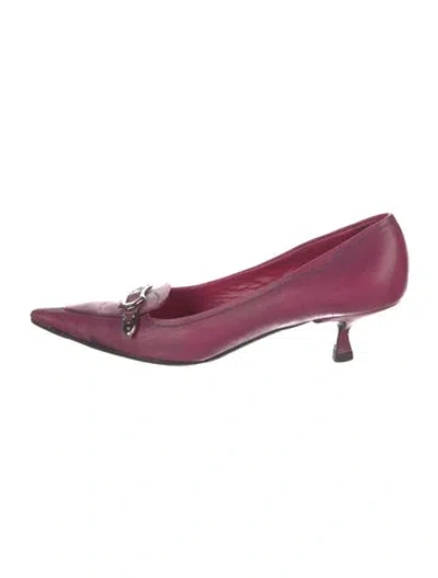 Pre-owned Prada Leather Pumps In Purple