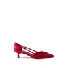 Prada Open-side Leather Pumps With Bow Detail And 4.5cm Heel In Red