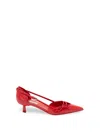 Prada Open-side Leather Pumps With Bow Detail And 4.5cm Heel In Red