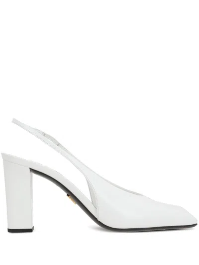 Prada Leather Pumps In White