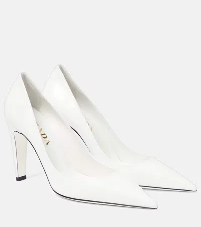 Prada Leather Pumps In White