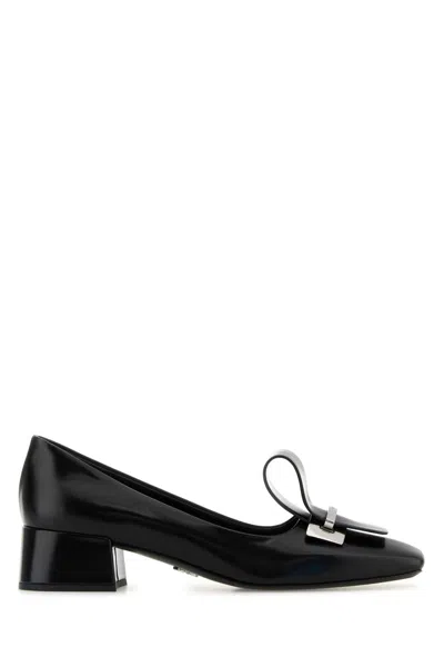 Prada Leather Pumps With 4 Cm Heel In Black