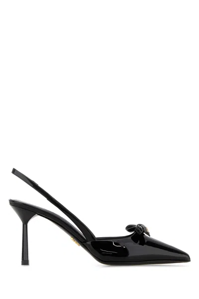 Prada Leather Pumps With 7 Cm Heel In Black