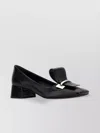Prada Leather Pumps With Block Heel And Bow