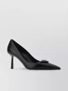 Prada Leather Pumps With Glossy Finish And Pointed Toe