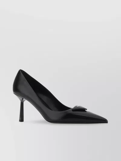 Prada Leather Pumps With Glossy Finish And Pointed Toe In F0002