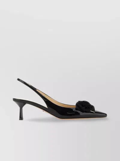 Prada Leather Pumps With Kitten Heel And Peculiar Toe In Black