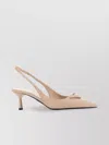 Prada Leather Pumps With Pointed Toe And Kitten Heel