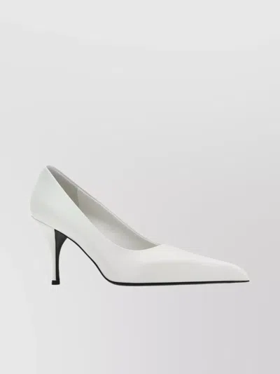Prada Leather Pumps With Pointed Toe And Stiletto Heel In White