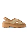 Prada Leather-raffia Crossover Platform Sandals 55