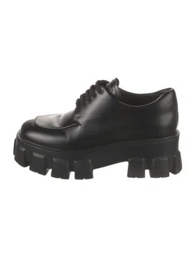 Pre-owned Prada Leather Rain Boots In Black