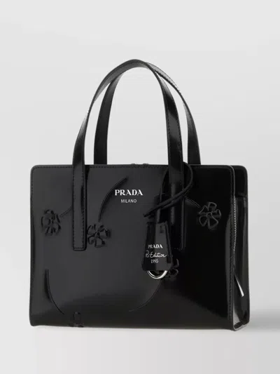 Prada Leather Re-edition 1995 Shoulder Bag In Black