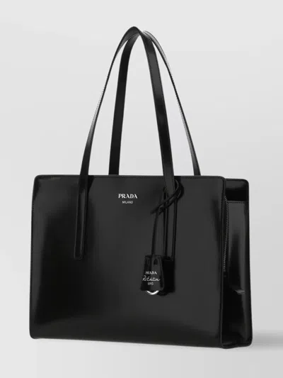 Prada Leather Re-edition 1995 Shoulder Bag In Black