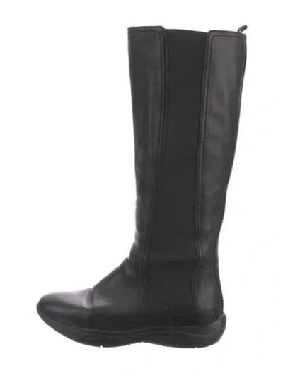 Pre-owned Prada Leather Riding Boots In Black