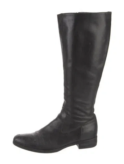 Pre-owned Prada Leather Riding Boots In Black