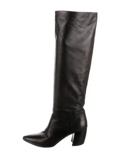 Pre-owned Prada Leather Riding Boots In Black