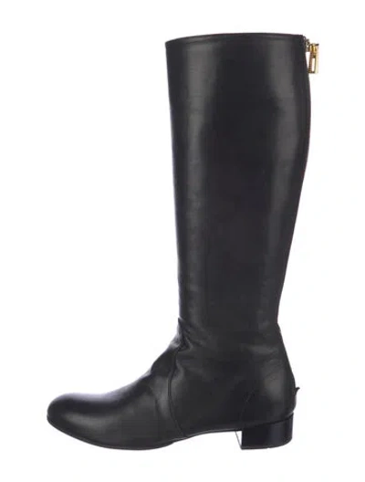 Pre-owned Prada Leather Riding Boots In Black