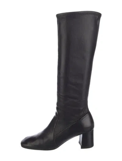 Pre-owned Prada Leather Riding Boots In Black