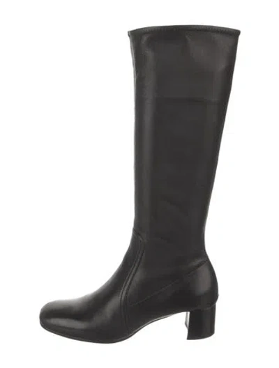 Pre-owned Prada Leather Riding Boots In Black