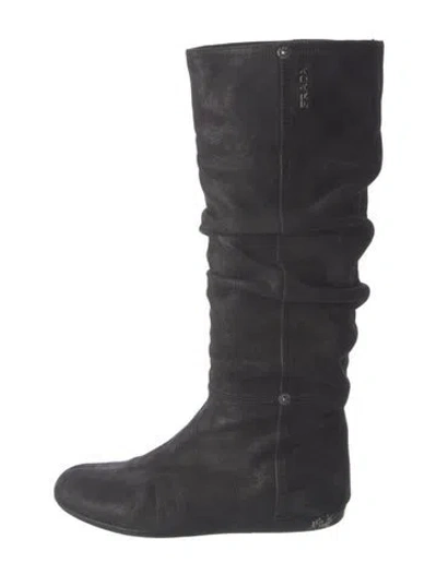 Pre-owned Prada Leather Riding Boots In Black