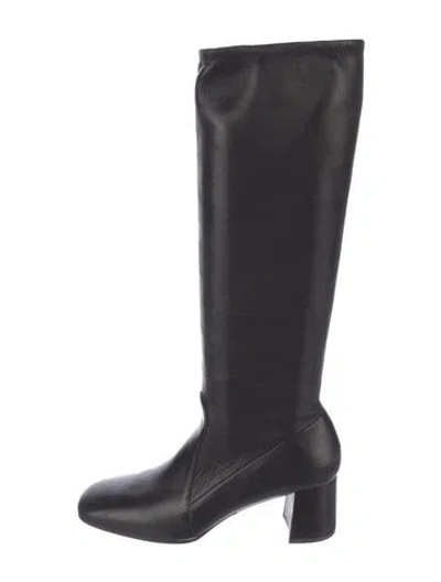 Pre-owned Prada Leather Riding Boots In Black