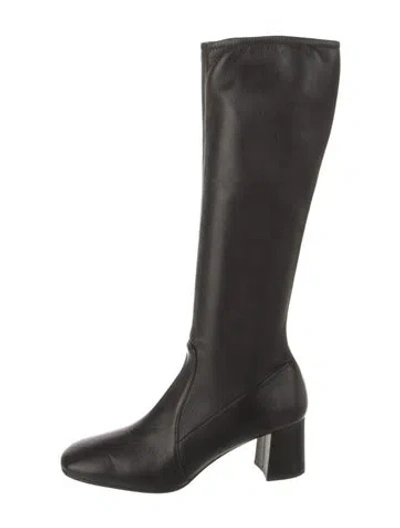 Pre-owned Prada Leather Riding Boots In Black