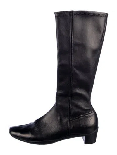Pre-owned Prada Leather Riding Boots In Black