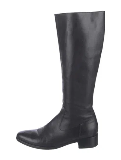 Pre-owned Prada Leather Riding Boots In Black