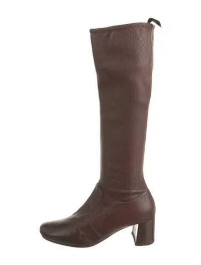 Pre-owned Prada Leather Riding Boots In Brown