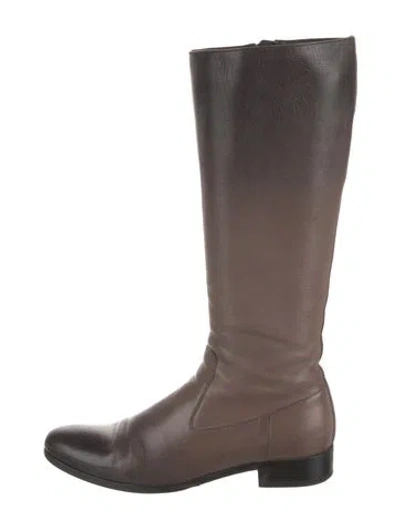 Pre-owned Prada Leather Riding Boots In Brown