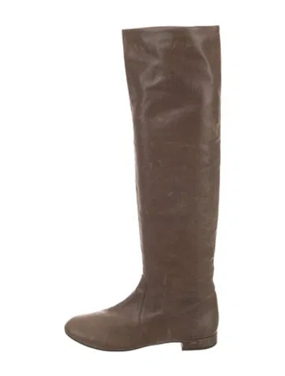 Pre-owned Prada Leather Riding Boots In Brown
