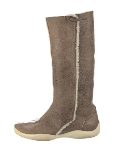 Pre-owned Prada Leather Riding Boots In Brown