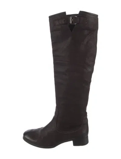 Pre-owned Prada Leather Riding Boots In Brown