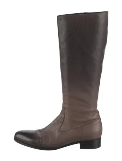 Pre-owned Prada Leather Riding Boots In Brown