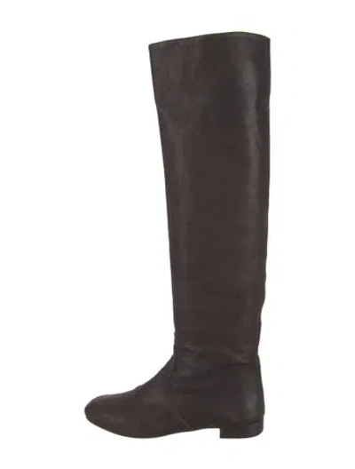 Pre-owned Prada Leather Riding Boots In Brown