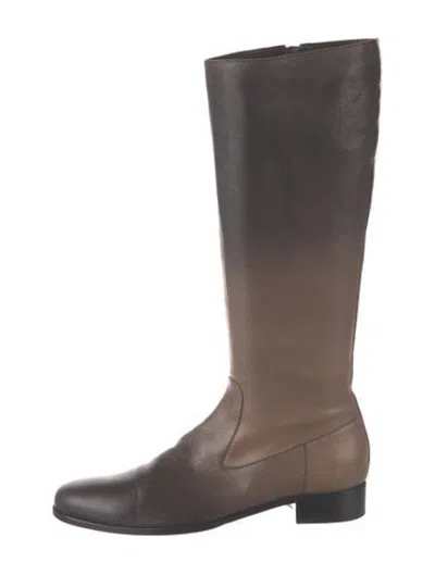 Pre-owned Prada Leather Riding Boots In Brown
