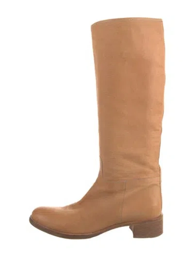 Pre-owned Prada Leather Riding Boots In Orange