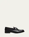 Prada Leather Ruched Penny Loafers In Black