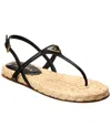 Prada Triangle Logo Raffia And Leather Flat Sandals In Black