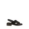Prada Heel Buckle Glossy Open Toe Sandals In Gray