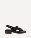 Prada Brushed Leather Crisscross Band Sandals With Plexiglas Buckle Shoes In Gray