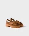 Prada Leather Crossover Platform Sandals 55