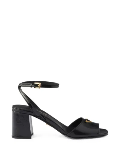 Prada Leather Sandals In Black